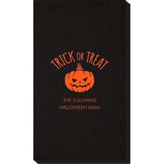 Trick or Treat Pumpkin Linen Like Guest Towels